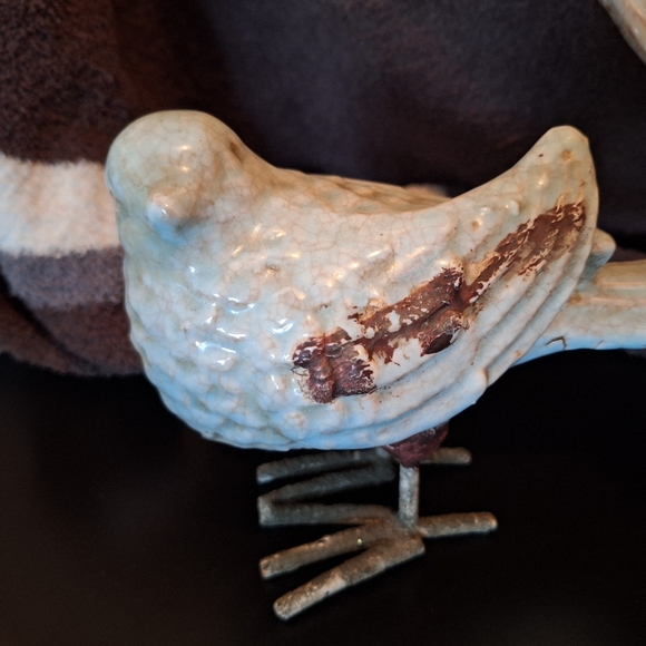 Rustic Ceramic and Wrought Iron Bird Set - Picture 6 of 7